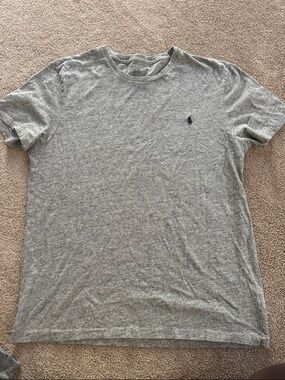 Ralph Lauren Heather Gray Crew Neck Tee with Polo Logo